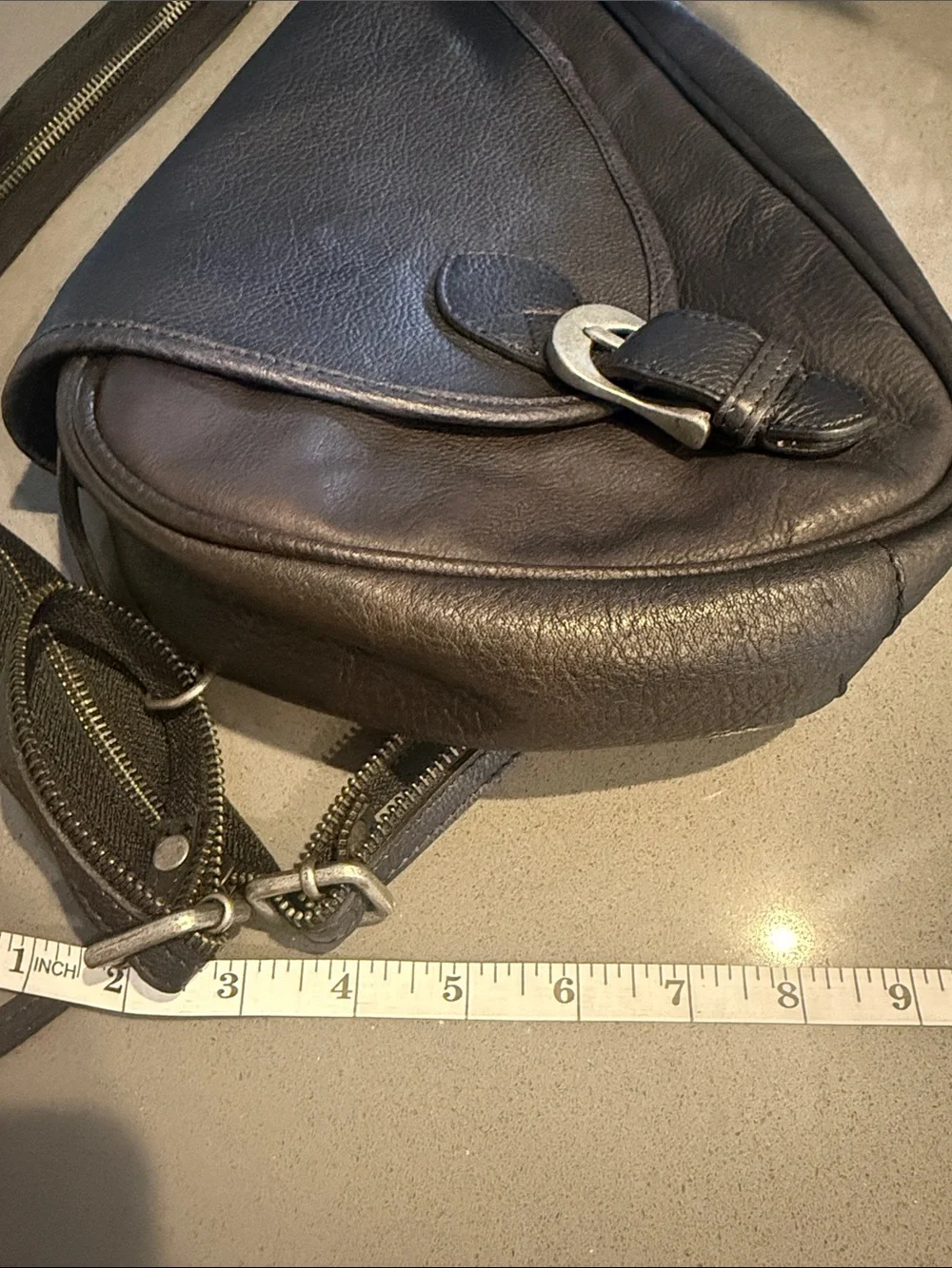 Free People black Leather Sling Belt Bag with Buckle - Picture 3 of 9